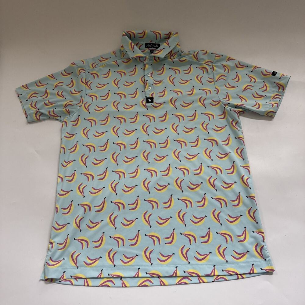 Bad Birdie Polo Shirt Performance Golf All Over Print Bananas Mens Medium